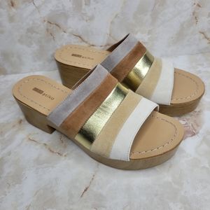 Matiko Striped Suede & Metallic Gold Platform Sandals